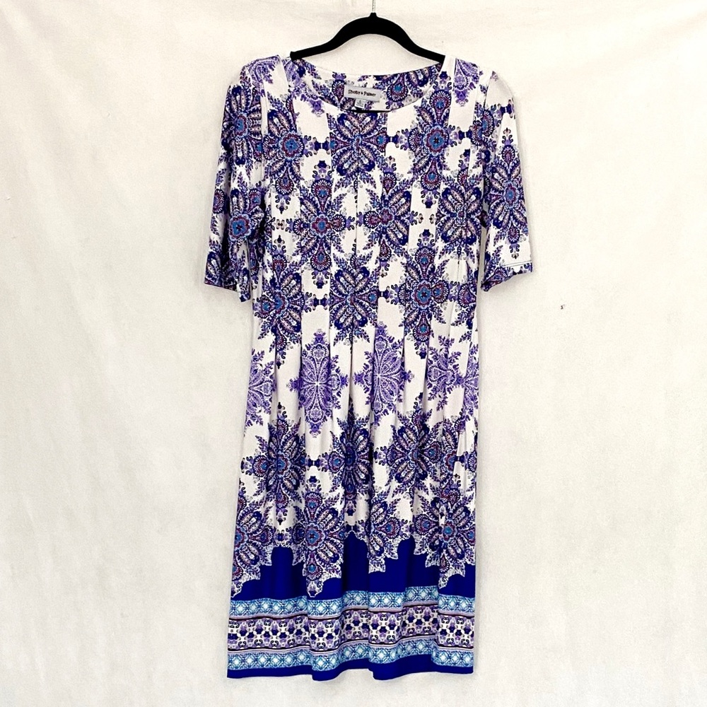 Shelby Palmer Paisley Jersey Knit Fit-Flare Dress - Picture 9 of 11